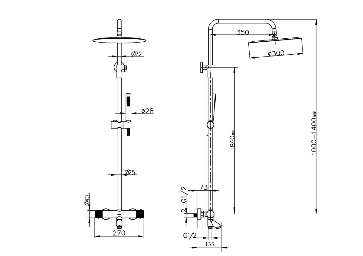 Душевая стойка Boheme Uno с термостатом Gun Metall 468-T-GM