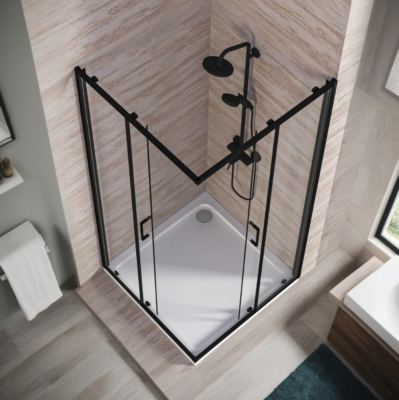 BAS Lite CR-90-C-B душевое ограждение 900х900х1900 Черный ЛТ00024