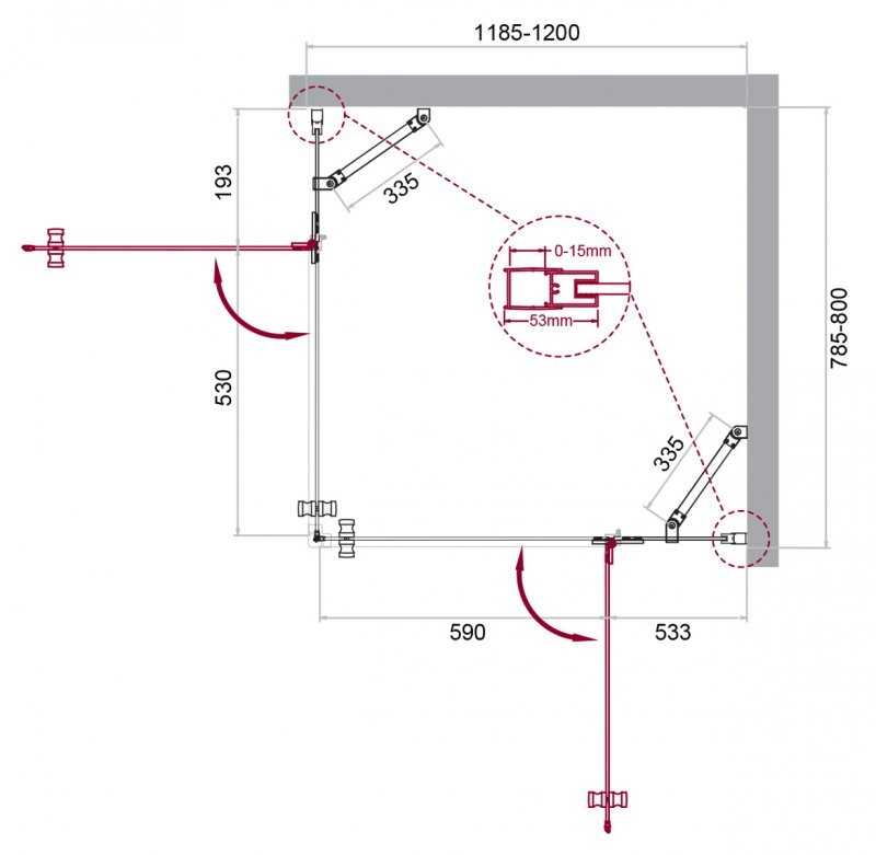 BelBagno душевое ограждение KRAFT-AH-22-120/80-C-Cr-R 120х80х195