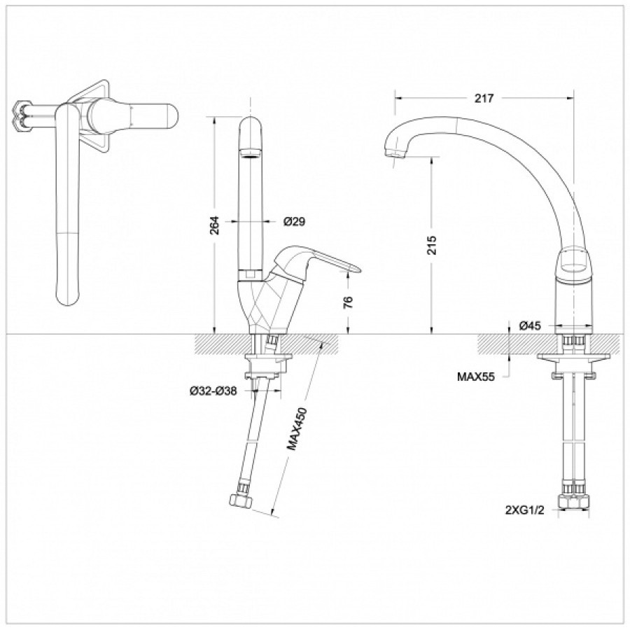 Bravat Fit F7135188CP-1-RUS смеситель для кухни хром