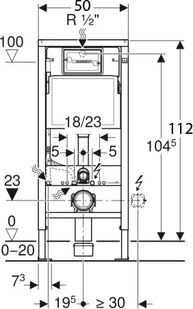 Geberit Duofix Delta 458.163.21.1 инсталляция для унитаза с кнопкой смыва хром