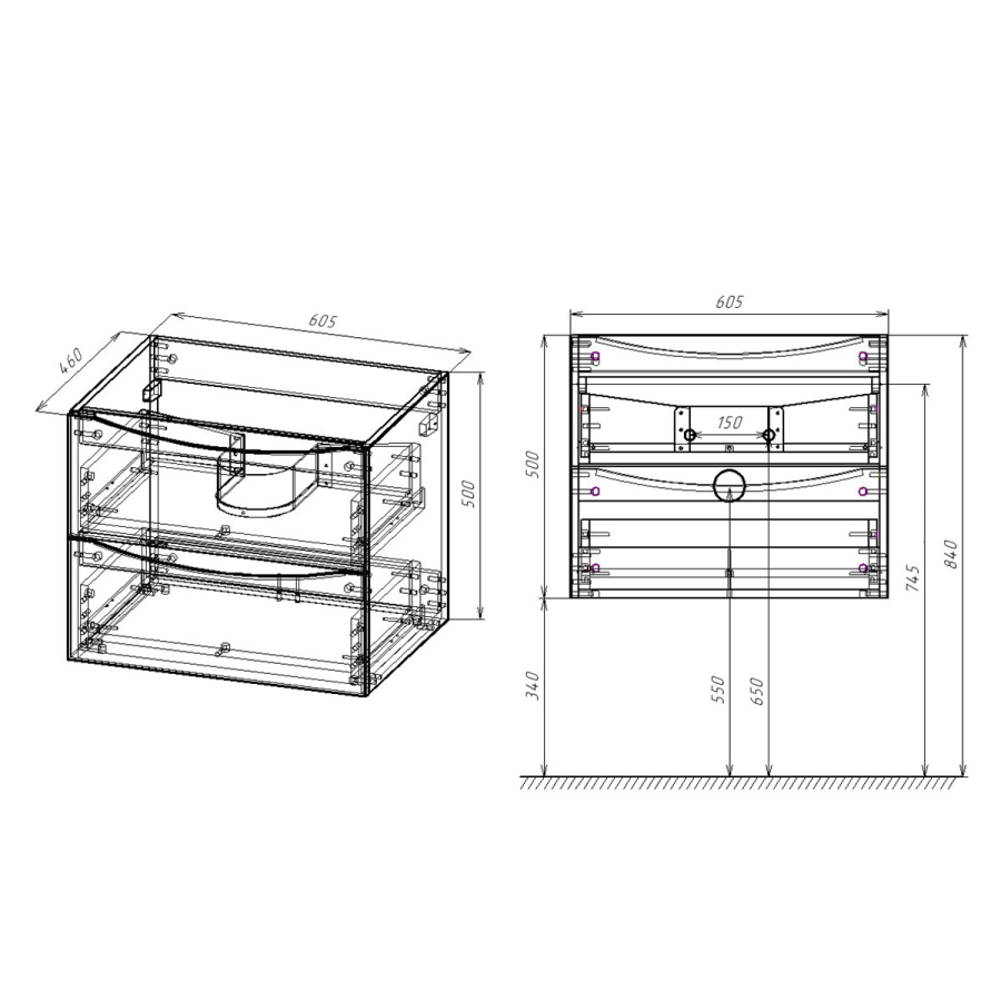 Vincea тумба под раковину Mia 600 V.Oak