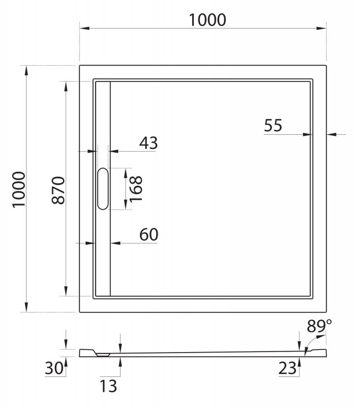 Cezares Tray поддон из иск. мрамора 100х100 TRAY-AS-A-100-30-W