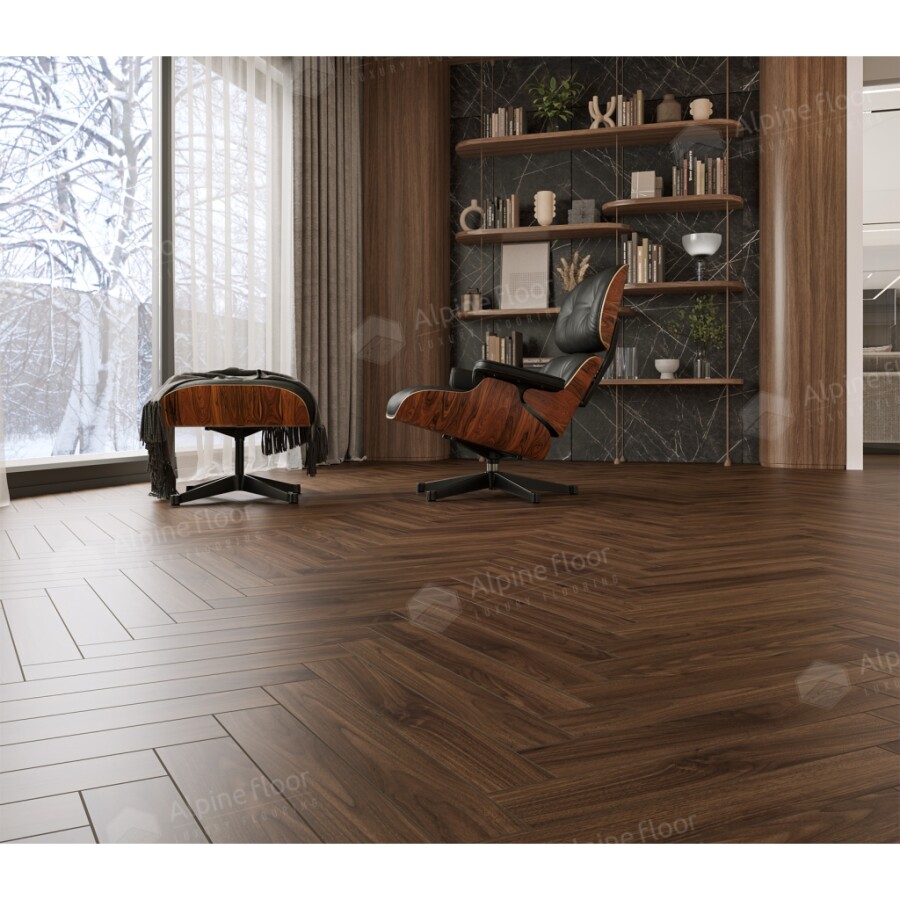 Ламинат Alpine Floor Herringbone 12, LF105-12A Орех Трентино 600 х 100 х 12 mm