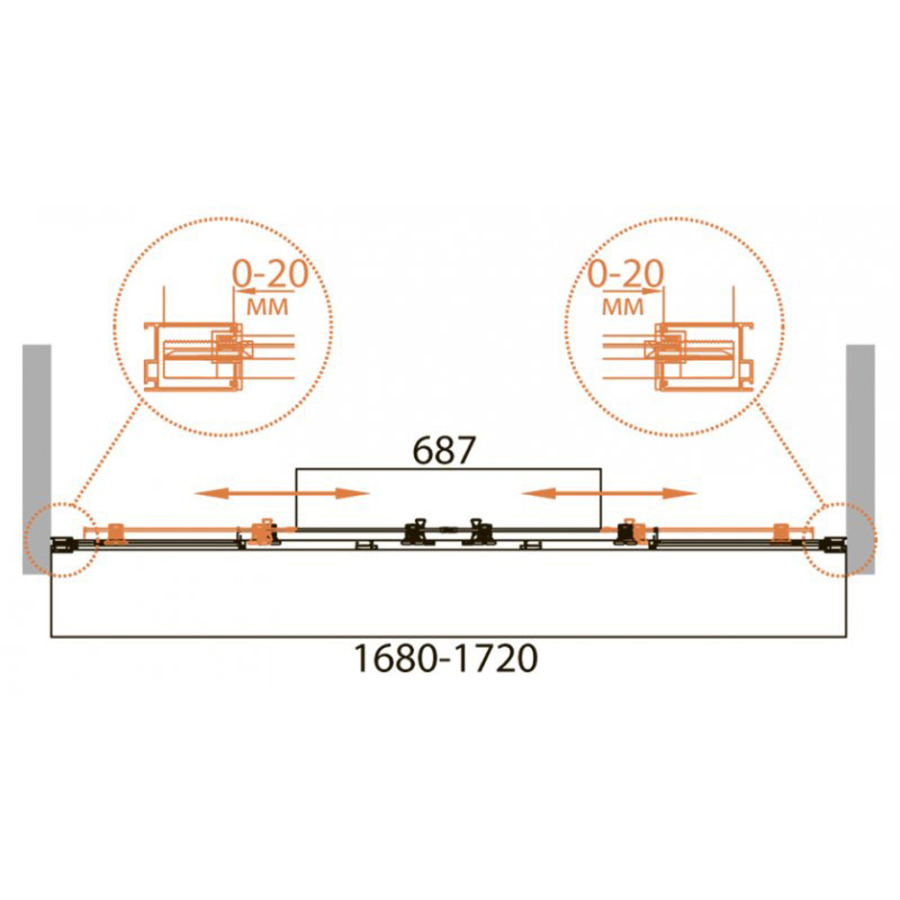 Cezares Relax душевая штора 170х145 см RELAX-VF-2-170/145-P-Bi