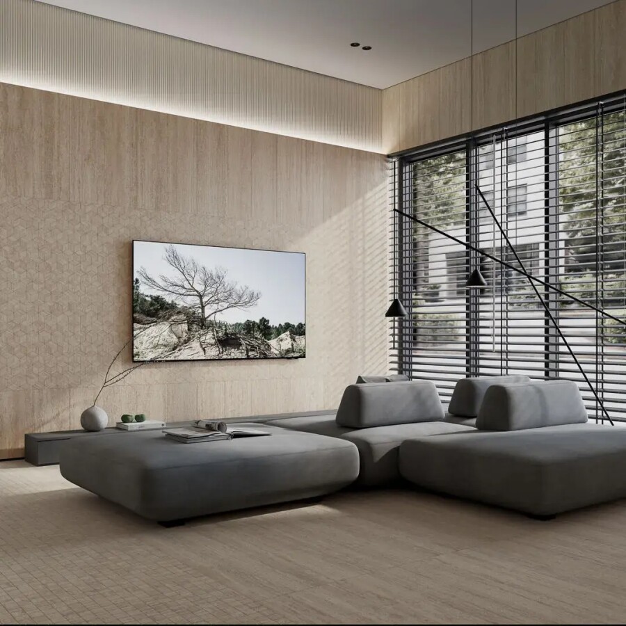 Керамическая плитка Kerama Marazzi Прованс Про Травертин Бежевый матовый обрезной 30x89,5x0,9 KM3090B0181R