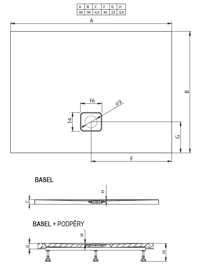 Riho Basel 412 душевой поддон акриловый 90х90 DC220050000000S