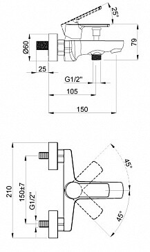 Azario Sevio смеситель для ванны хром AZ-15950501