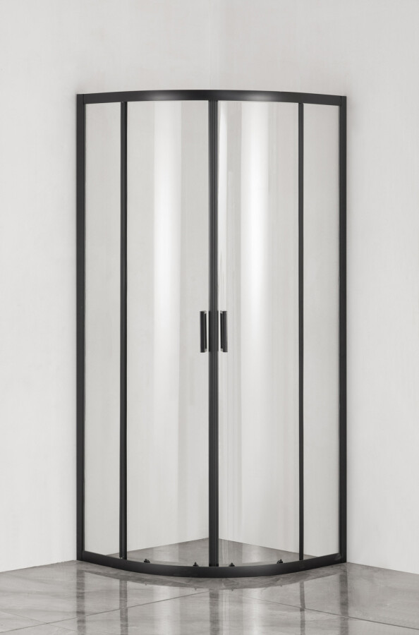 EG4B Душевое ограждение полукруг EvaGold 100х100,профиль черный матовый,прозрачное стекло EG220033