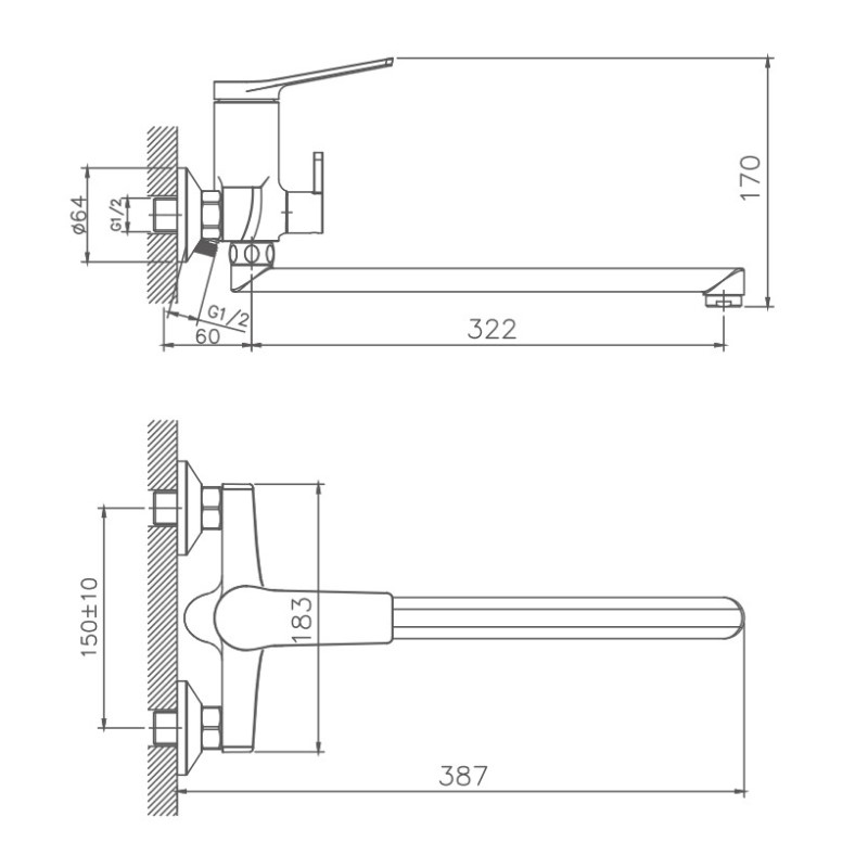 Haiba смеситель для ванны HB22572