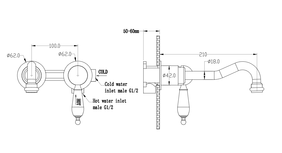 Смеситель для раковины встраиваемый Boheme Tradizionale Cromo Хром Белая керамика 267