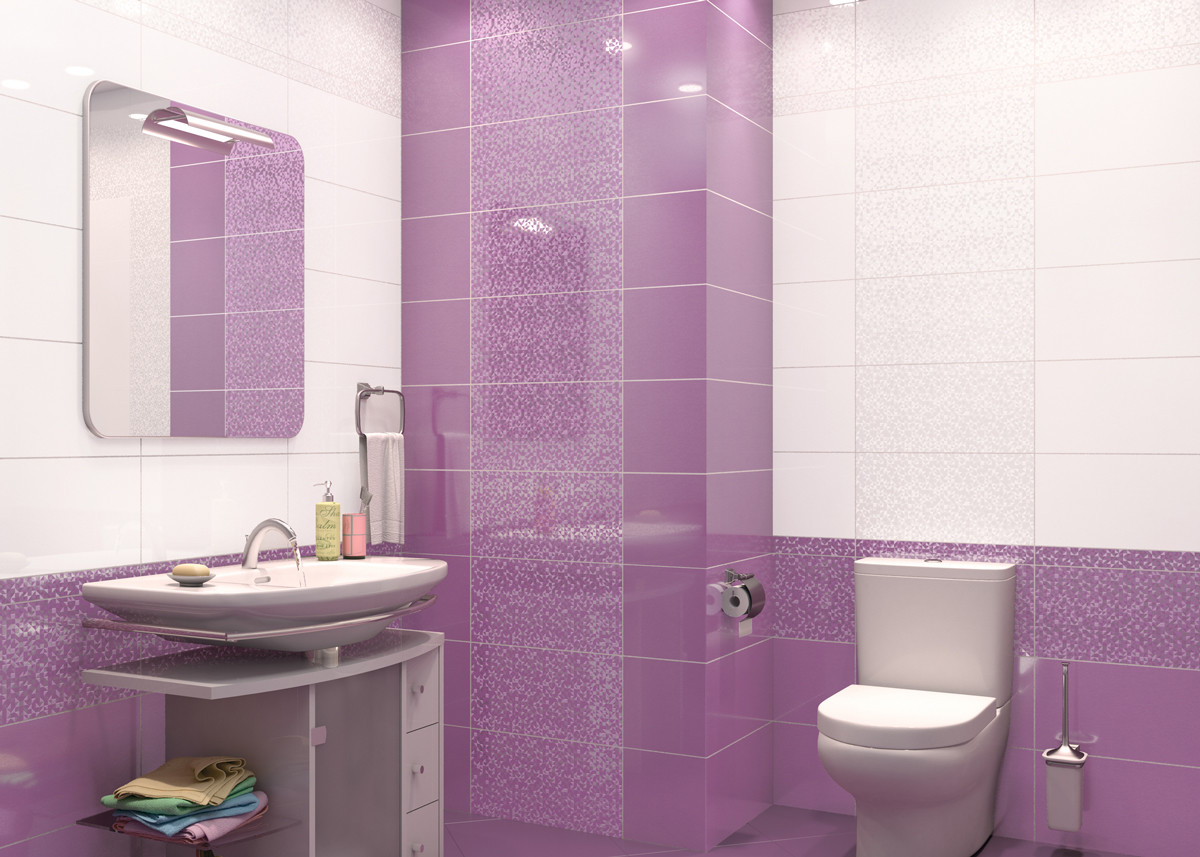 Дизайн ванной комнаты в сиреневом цвете
