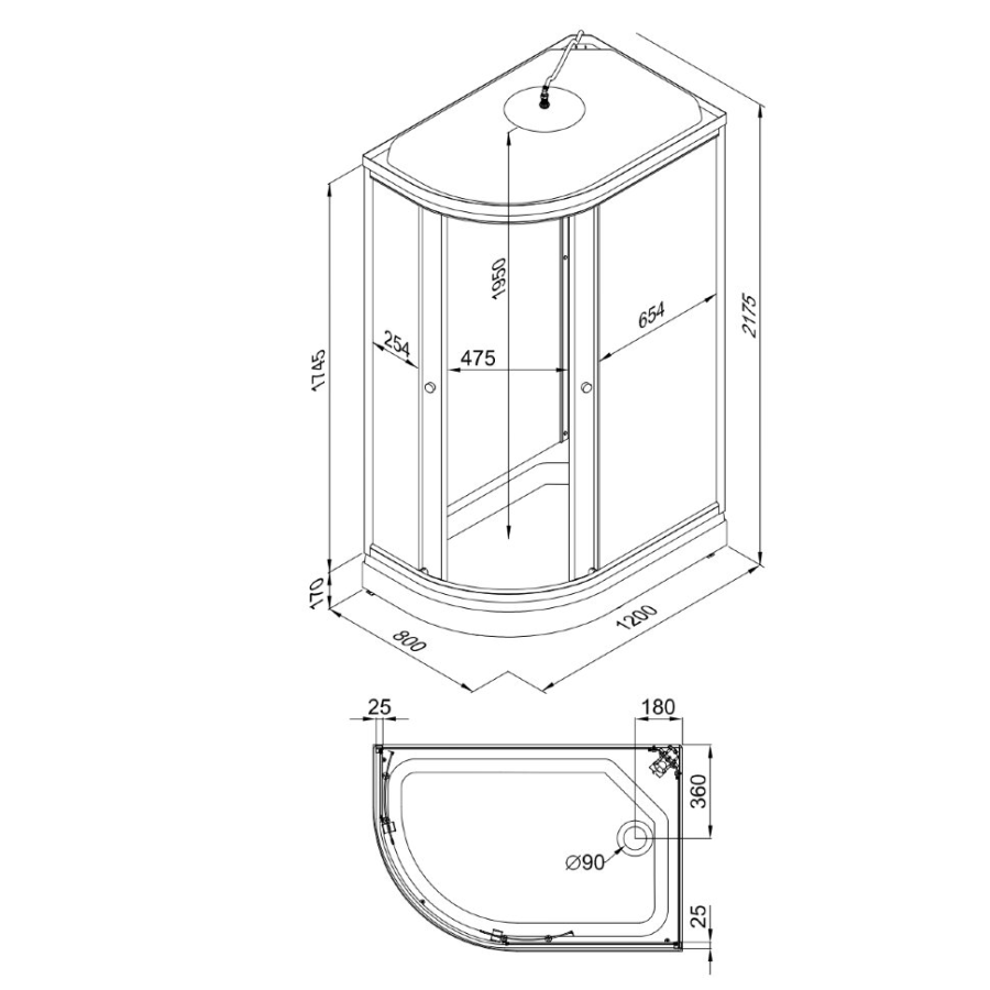 Triton Коралл душевой бокс 120*80*217 A Правая Щ0000043488