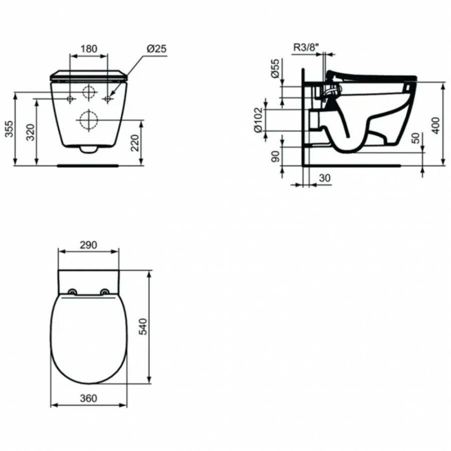 Ideal Standard Connect унитаз подвесной с функцией биде E772101