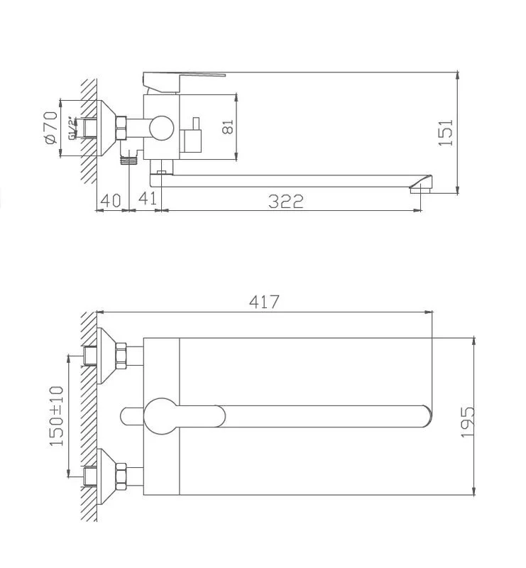 Haiba смеситель для ванны HB22801