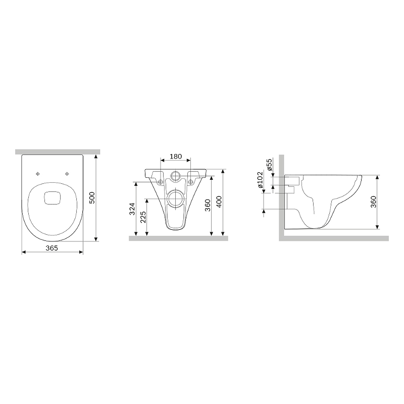 Am.Pm Gem унитаз подвесной безободковый с черным сиденьем C901700SCmb
