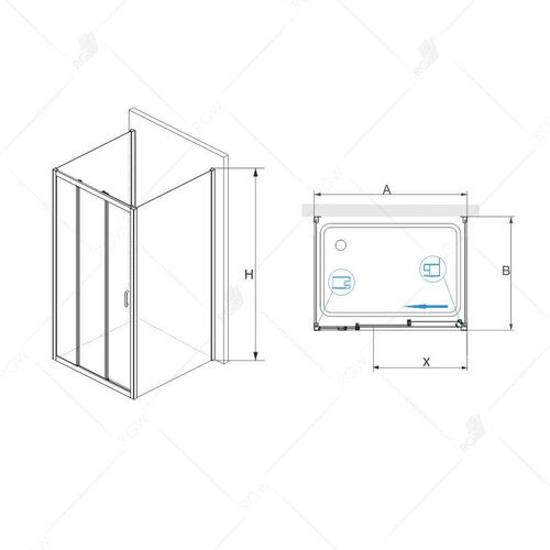 RGW PA-73 (PA-13+Z-050-2) душевой уголок 90х90 хром, стекло прозрачное 06087399-011