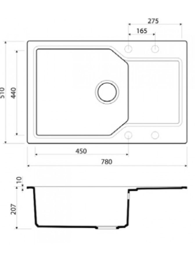Omoikiri Yonaka 78-LB-BL 4993341 кухонная мойка тetogranit черный 78х51 см