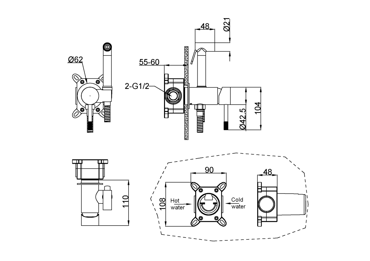 Гигиенический душ Boheme Uno Matt Gold 467-MG