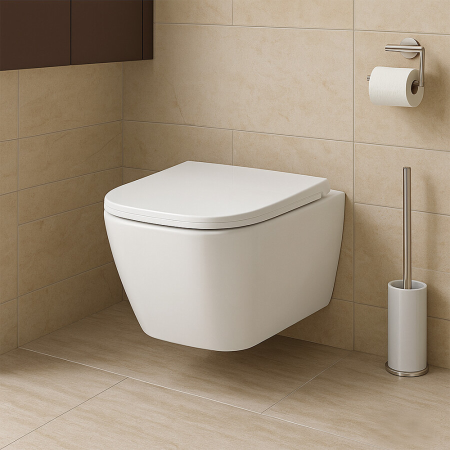 Унитаз подвесной Azario Cascad 525x345x360 безободковый, система смыва "Скрытое Торнадо", в комплекте с быстросъемным сиденьем микролифт AZ-2303A