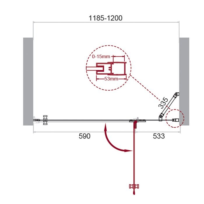 BelBagno душевая дверь KRAFT-B-12-60/60-C-Cr-R 120х195