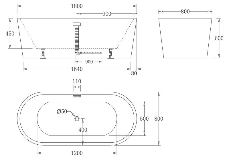 BelBagno BB71-1800 180*80 ванна акриловая овальная