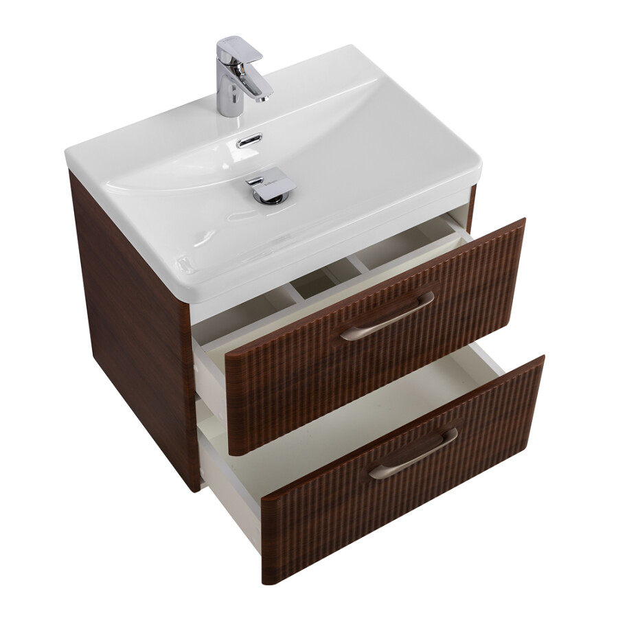 Подвесная тумба с раковиной Belbagno DUE 60 см Noce DUE-600-2C-SO-NOCE-P BB-8076-3-60