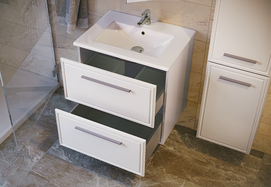 Raval Quadro 75 тумба Qua.01.75/P/W с раковиной QDR75SLWB01 подвесная