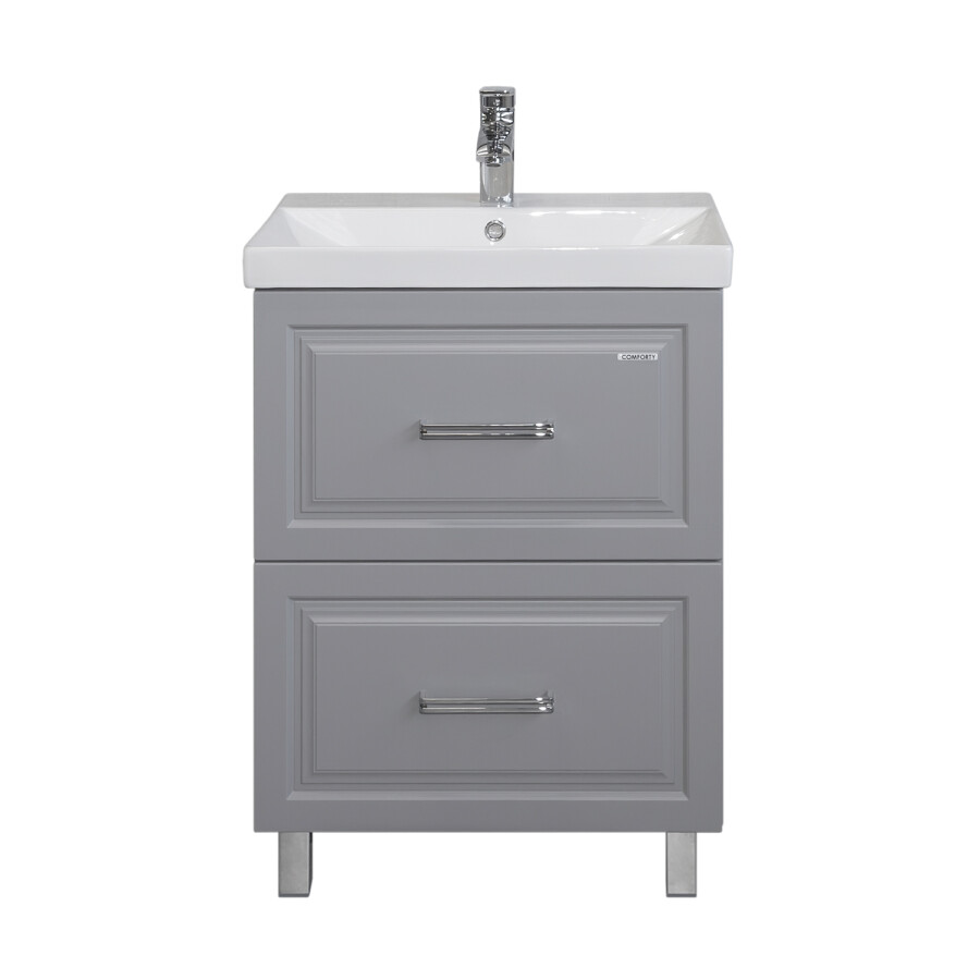 Напольная тумба-умывальник Comforty Бросно 60Н2 альпийский иней с раковиной CF19696BX-60 00-00021588