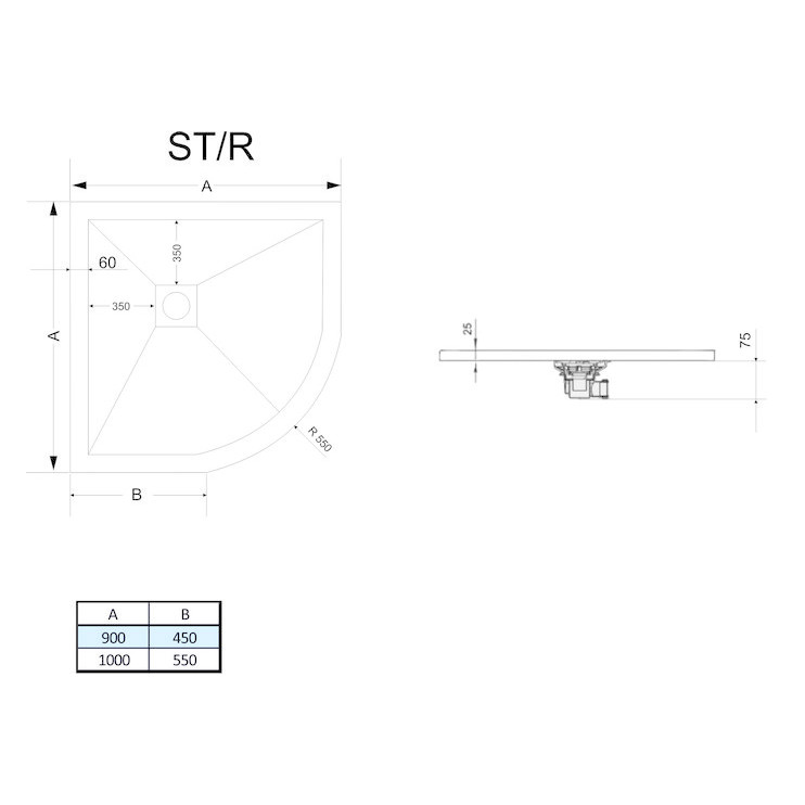 RGW Stone Tray 16153099-01 ST/R-W 90*90*2,5/3 душевой поддон из искусственного камня