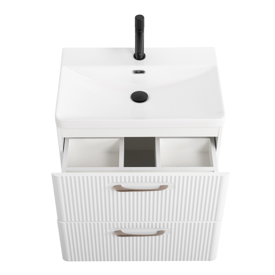 Подвесная тумба с раковиной Belbagno DUE 50 см Bincao Lucido DUE-500-2C-SO-BL-P BB-8076-3-50