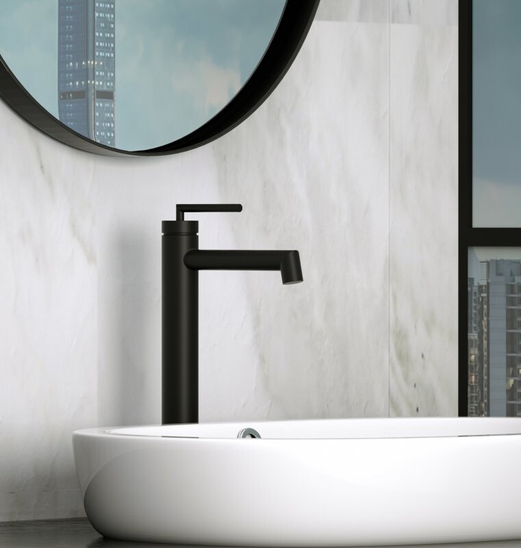 Смеситель для накладных раковин BelBagno ACQUA-LMC-NERO без донного клапана