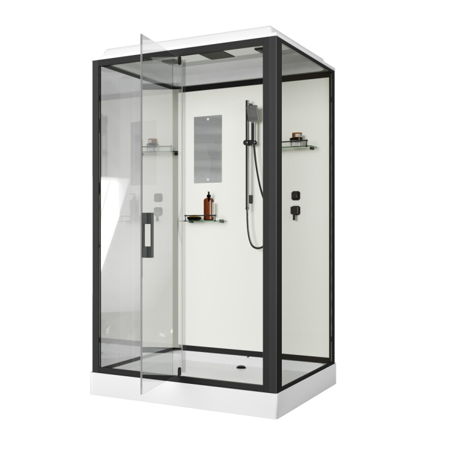 Душевая кабина Niagara Standart ST100/80/15Q/BL (100х80х215) поддон 15см,распашная,черный,3 места