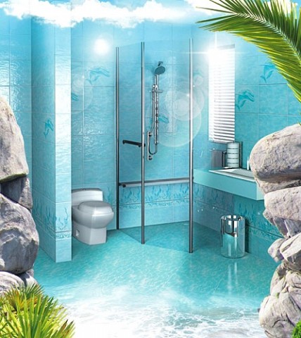 Уралкерамика Лагуна 6х36 см бордюр настенный пузырьки