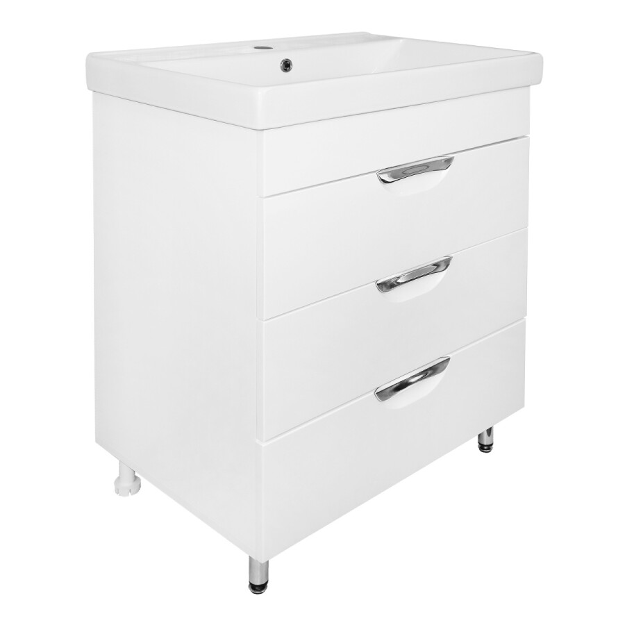 Комплект Тумба Стиль- 70/3Н "Соло" 700х880х480 напольная, с раковиной Tempo 70, с доводчиками, белый CS00092805