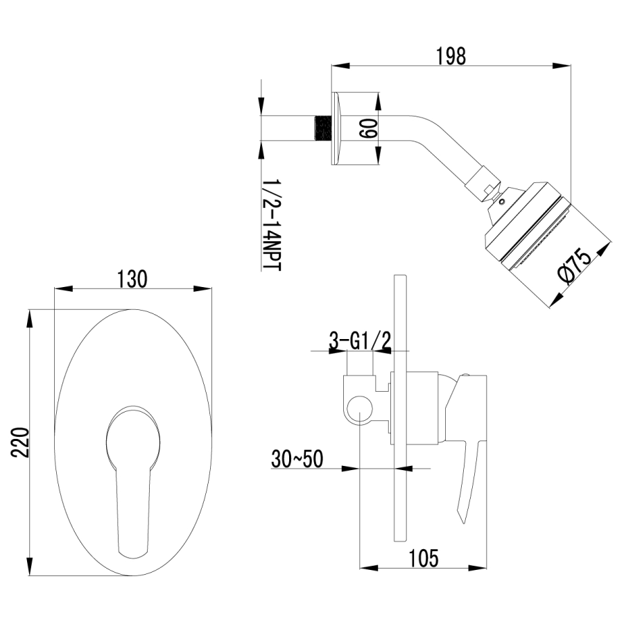 Lemark Atlantiss смеситель для душа встраиваемый LM3220C