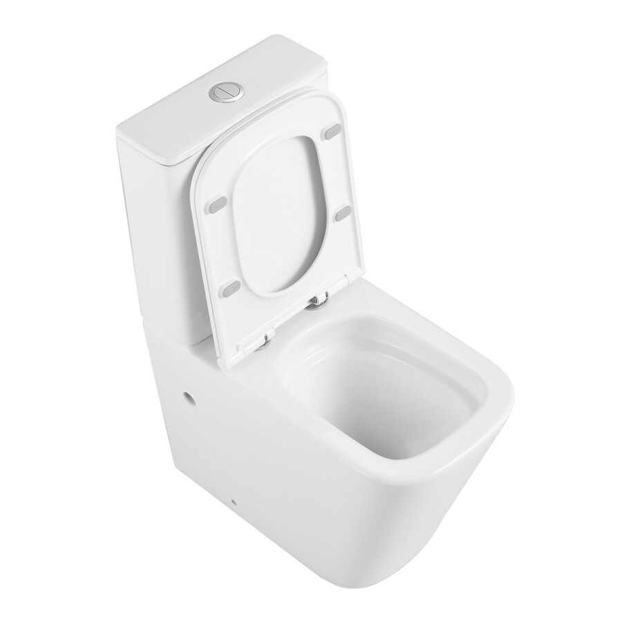 Унитаз-компакт Azario Terra 610х365х835 напольный, безободковый, система смыва "Скрытое торнадо", в комплекте с быстросъемным сиденьем микролифт AZ-6003-A