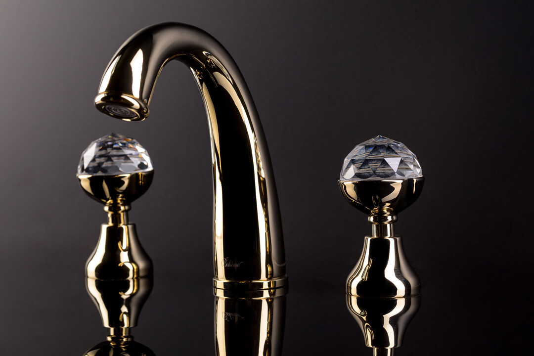 Смеситель для раковины на 3отв. Boheme Imperiale Presente Золото с кристаллом Swarovski 337