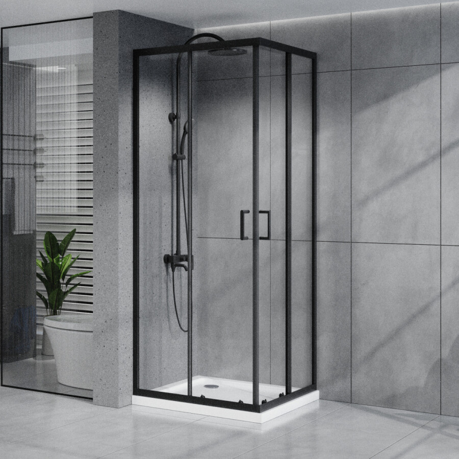 Душевое ограждение Azario Vienna 900х900х1950 прозрачное стекло 6 мм, профиль черный матовый AZ-R36-90-MB-CL