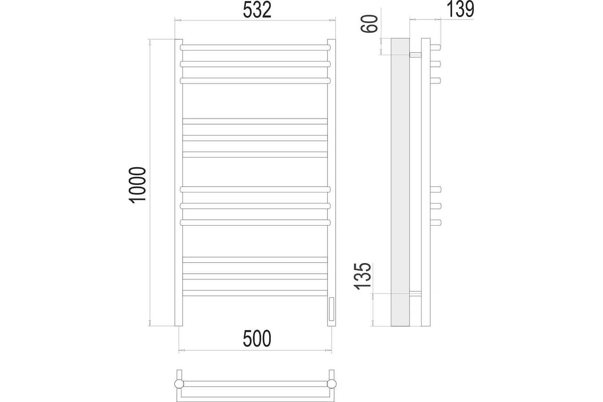 Полотенцесушитель электрический Terminus Прато sensor quick touch 530/1000 П12 4670078527134