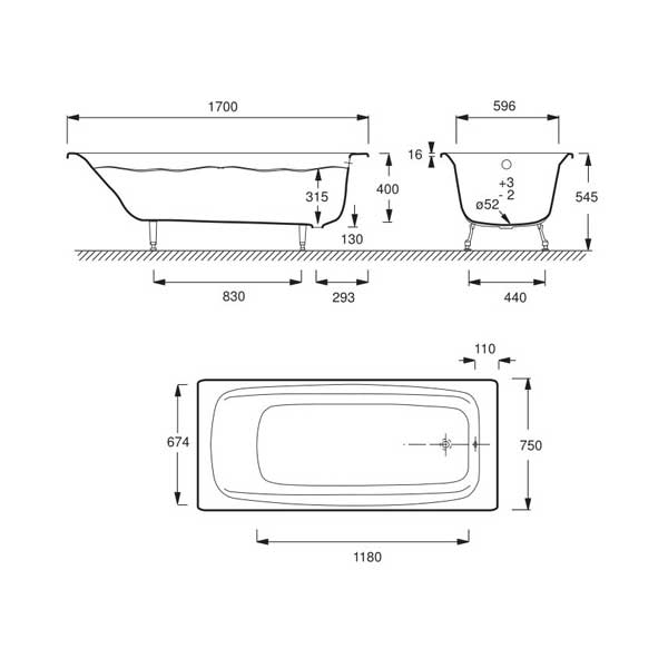 Jacob Delafon Diapason 170*75 ванна чугунная прямоугольная E2937-00