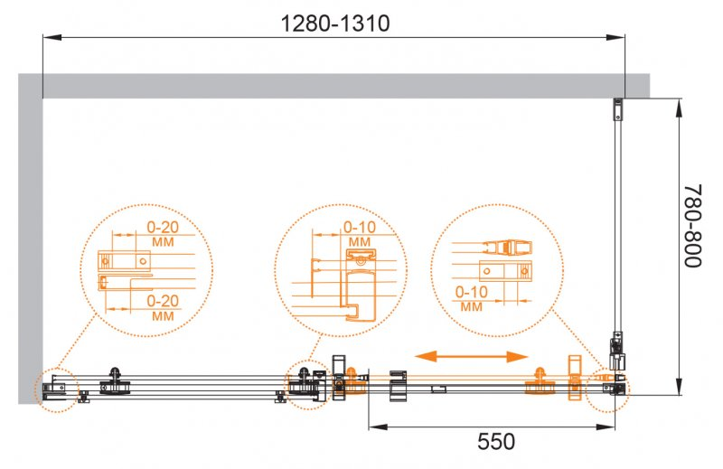 Cezares Stylus душевой уголок 130х80 см STYLUS-O-M-AH-1-130/80-C-Cr