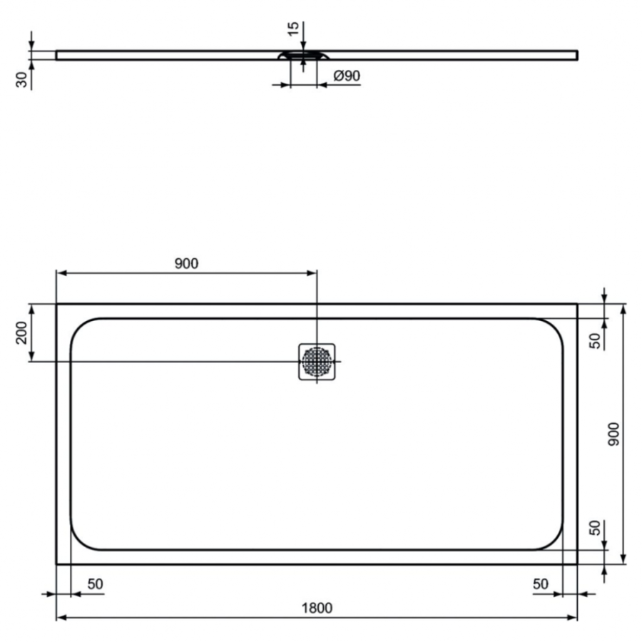 Ideal Standard Ultraflat S душевой поддон 180х90 K8306FS