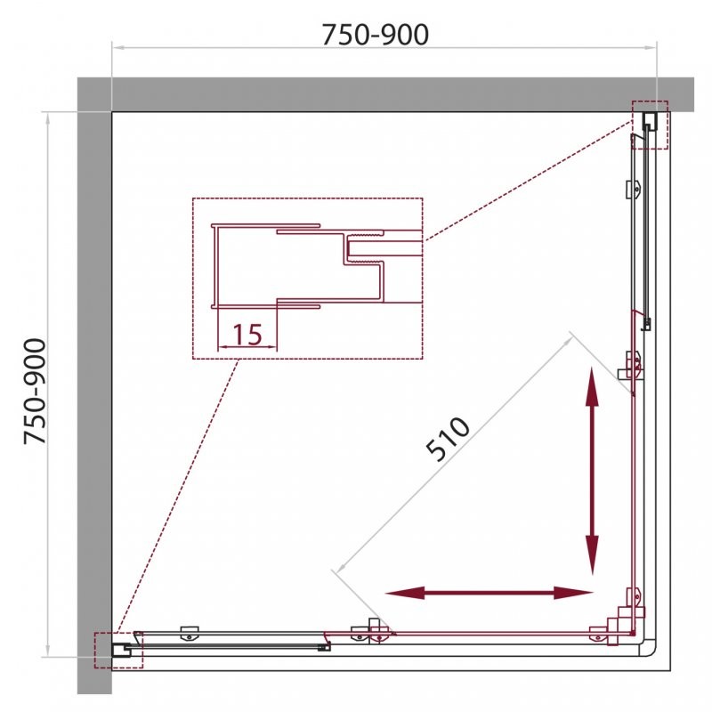 BelBagno UNIQUE-A-2-75/90-C-Cr душевое ограждение 75/90*75/90*190