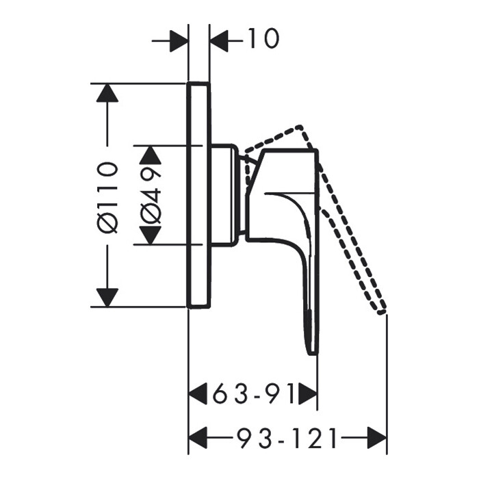 Hansgrohe 72649000S HG Rebris S смеситель для душа скрытого монтажа (72649000+13620180) Хром