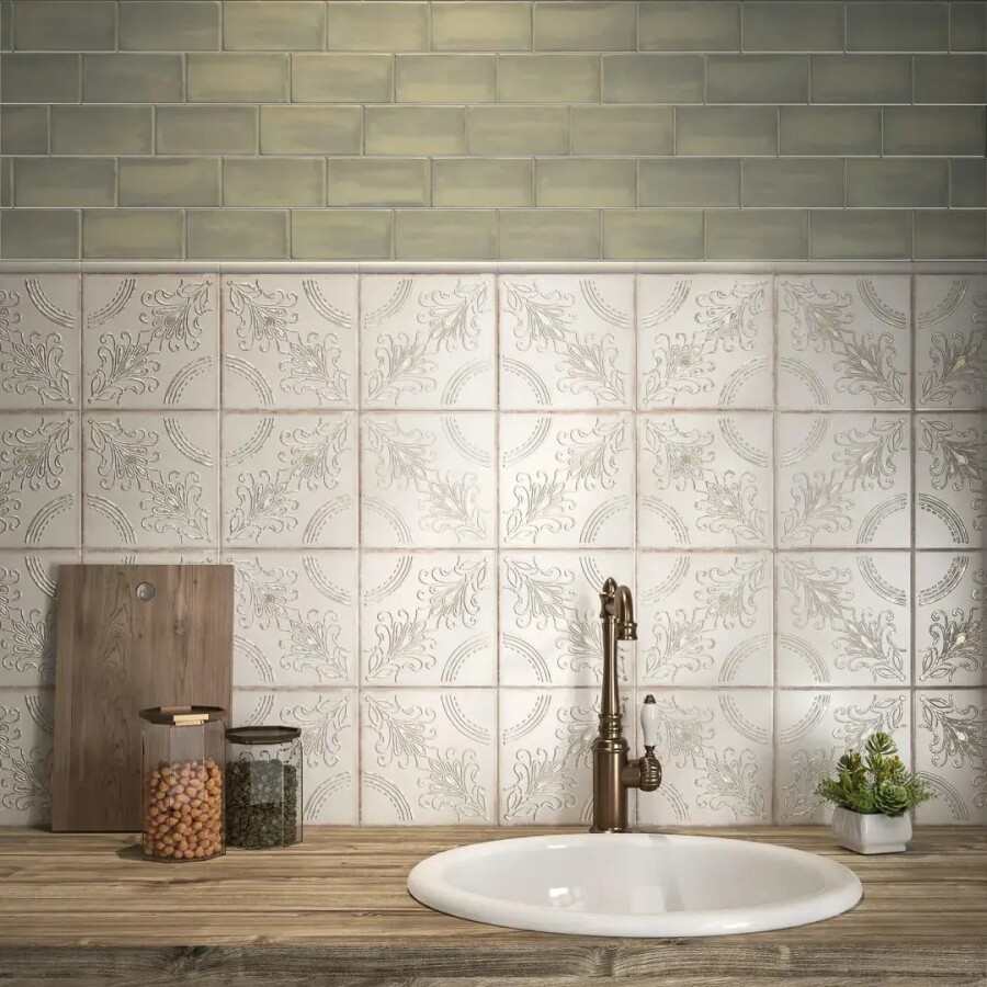 Керамическая плитка Декор Kerama Marazzi Прованс Валлорис 1 бежевый светлый матовый 20x20x0,69 KMD3STA096BN