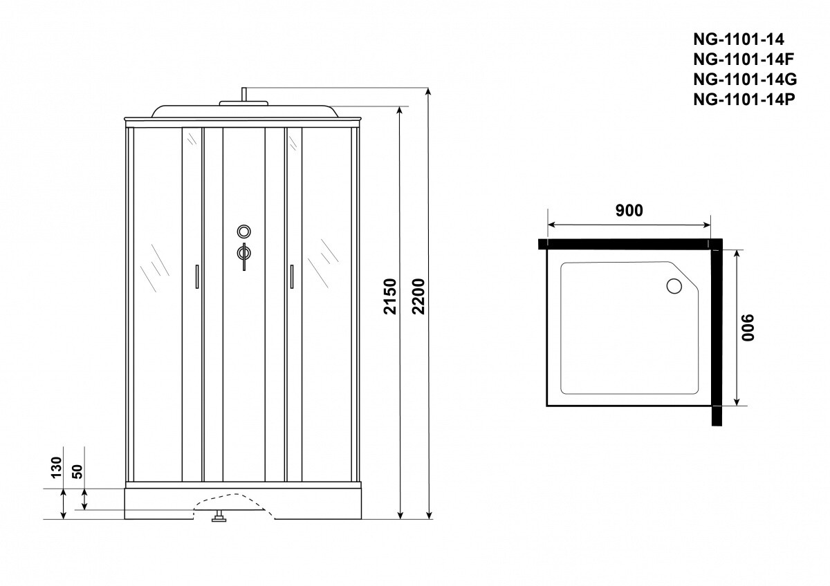 Niagara NG 1101-14G Душевая кабина 90x90 Гидромассаж 11011423G