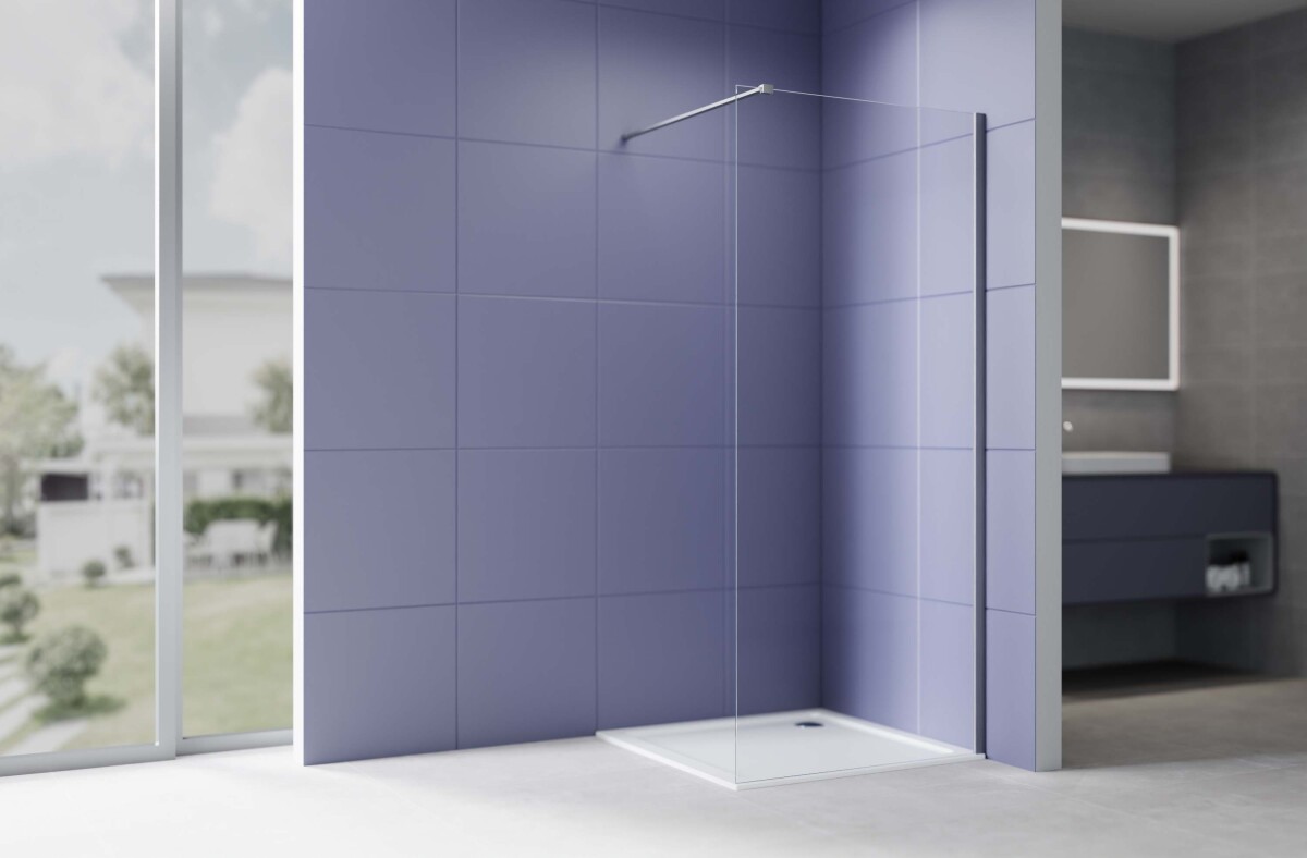 Aquatek AQ.WI.100.1GM Душевая перегородка Walk In 100см с держателем 1200мм оружейная сталь