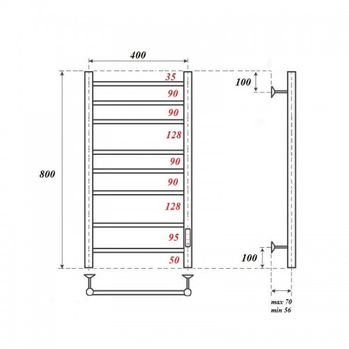 Point Аврора полотенцесушитель электрический 40х80 PN10848B
