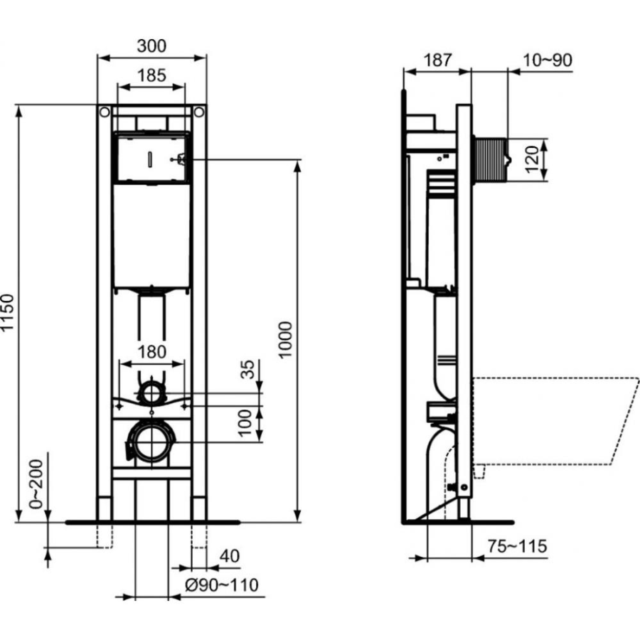 Ideal Standard инсталляция для подвесных унитазов E233367